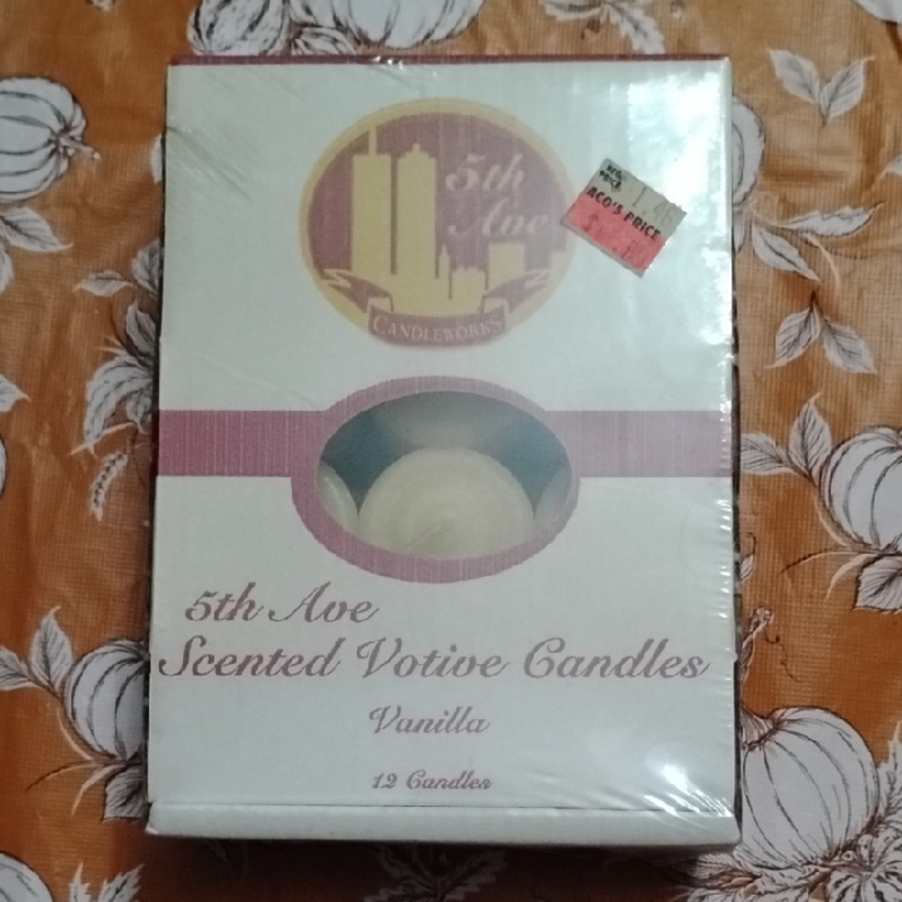 Vintage Sealed Vanilla Votive Candles 12 Pack New With Tags Scented